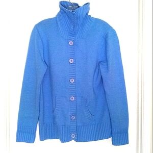 Carolyn Taylor Vintage Periwinkle Blue Comfy Thick Cardigan Sweater Size L